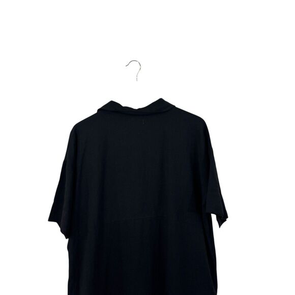Mod Ref NEW Large Button Dress Midi Linen Blend Black Short Sleeve Womens - Picture 10 of 10